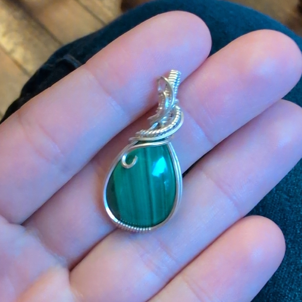 Sterling Silver Malachite Pendant